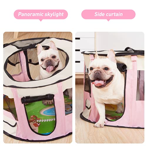 EZGETOP Casa de Tienda Parque Mascota de Juego Entrenamiento Dormitorio, Parque para Cachorros recinto Parque para Animales Perros Gatos para Perros, Conejos, Conejillos, tamaño XL (Rosa)