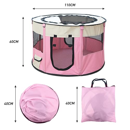 EZGETOP Casa de Tienda Parque Mascota de Juego Entrenamiento Dormitorio, Parque para Cachorros recinto Parque para Animales Perros Gatos para Perros, Conejos, Conejillos, tamaño XL (Rosa)