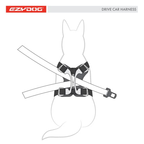 EzyDog Drive Arnés De Coche para Perro, Cinturón De Seguridad para Perros, Multifunción, Ajustable, Arnés De Chaleco De Viaje (L, Negro)