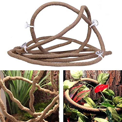 Faderr Rama de escalada de reptiles de 1,5 m flexible para reptiles de selva, terrario, ratán, decoración de hábitat para mascotas con ventosas para camaleón lagartos Gecko escalada (tamaño: 1 m)