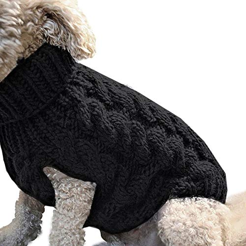 FAMKIT Abrigo de Punto con Cuello Alto para Perros y Mascotas, Ropa para Perros y Mascotas Prendas de Punto (Solo Apto para Perros pequeños o medianos/Perros Grandes no Compre) Black,XL