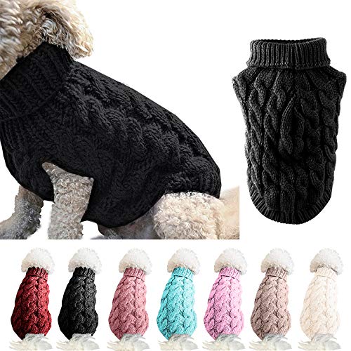 FAMKIT Abrigo de Punto con Cuello Alto para Perros y Mascotas, Ropa para Perros y Mascotas Prendas de Punto (Solo Apto para Perros pequeños o medianos/Perros Grandes no Compre) Black,XL