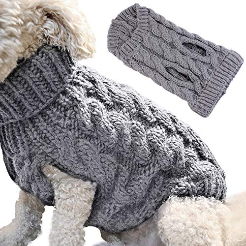 FAMKIT Abrigo de Punto con Cuello Alto para Perros y Mascotas, Ropa para Perros y Mascotas Prendas de Punto (Solo Apto para Perros pequeños o medianos/Perros Grandes no Compre) Gray,XL