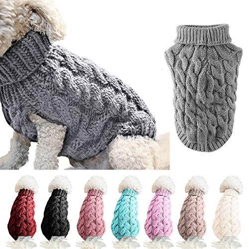 FAMKIT Abrigo de Punto con Cuello Alto para Perros y Mascotas, Ropa para Perros y Mascotas Prendas de Punto (Solo Apto para Perros pequeños o medianos/Perros Grandes no Compre) Gray,XL