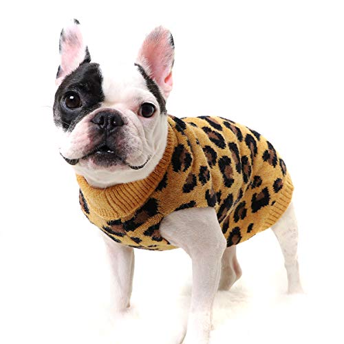 FAMKIT Suéter para Perros Ropa de Invierno para Mascotas Patrón de Leopardo Ropa de Abrigo para Cachorros