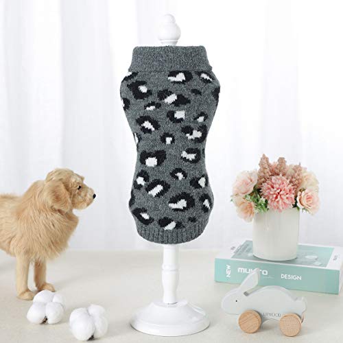 FAMKIT Suéter para Perros Ropa de Invierno para Mascotas Patrón de Leopardo Ropa de Abrigo para Cachorros