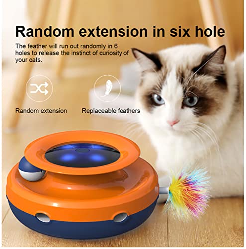 Famkrw Juguetes De Inteligencia Juguetes Interactivos Automáticos para Gatos, Tres Modos Día Y Noche Juguetes Electrónicos De Resorte Y Sensor Nocturno, Juego De Gatos Juguetes De Resorte, Azul