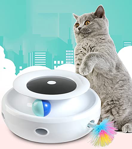 Famkrw Juguetes De Inteligencia Juguetes Interactivos Automáticos para Gatos, Tres Modos Día Y Noche Juguetes Electrónicos De Resorte Y Sensor Nocturno, Juego De Gatos Juguetes De Resorte, Azul