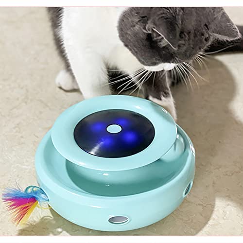 Famkrw Juguetes De Inteligencia Juguetes Interactivos Automáticos para Gatos, Tres Modos Día Y Noche Juguetes Electrónicos De Resorte Y Sensor Nocturno, Juego De Gatos Juguetes De Resorte, Azul