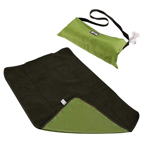 FancyWhoop Manta para Mascotas, Impermeable y de Felpa Manta para Perros con Bolsa de Transporte portátil para Perros Perrito Gato Aplicaciones para exteriore 100 X 70cm Verde