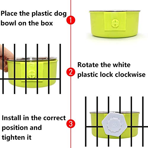 FANDE Comedero Perro, 2PCS Animales Domésticos Colgantes Jaula Extraíble Comedero 2 en 1 Colgando Cuenco Comedero para Gatos Perros Conejos