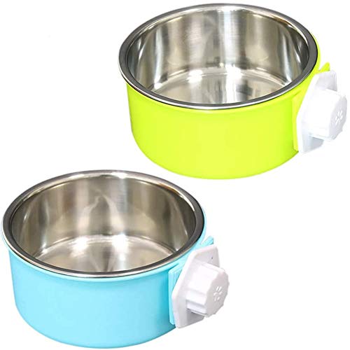 FANDE Comedero Perro, 2PCS Animales Domésticos Colgantes Jaula Extraíble Comedero 2 en 1 Colgando Cuenco Comedero para Gatos Perros Conejos