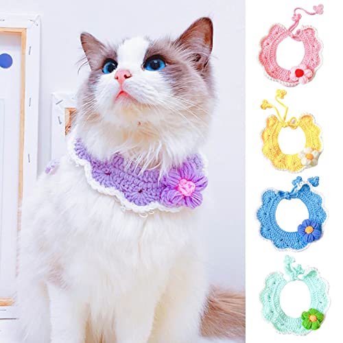 farfi Collar de gato con forma de flores de soplo accesorios de decoración hechos a mano para mascotas gatos y perros babero para vacaciones toalla para todos