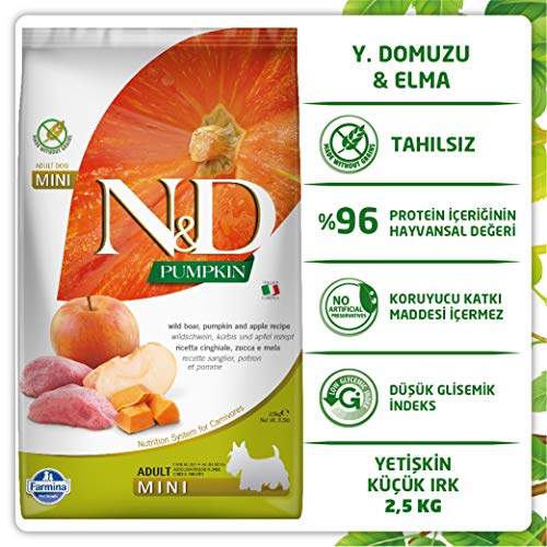 Farmina - Farmina N&D Calabaza y Jabalí Adult Mini Grain Free - 2348 - 2,5 kg