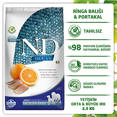 Farmina Natural & Delicious Ocean Herring & Orange Adult Medium & Maxi Dog Food 5.5 lb