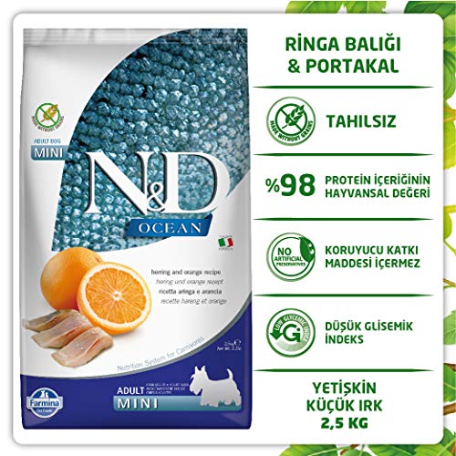 Farmina Natural & Delicious Ocean Herring & Orange - Mini alimento para perros (2,5 kg)