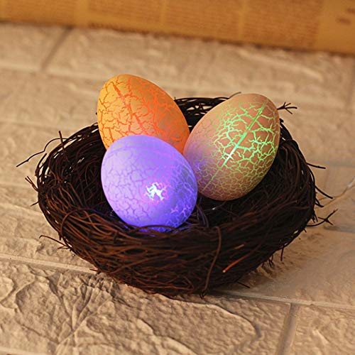 Fascigirl Nido de aves de Pascua Fotografía creativa Prop Bird House Home Deocr con 3 LED Huevos Nido de pájaro para decoración de pinzones de pájaros Nidos para foto