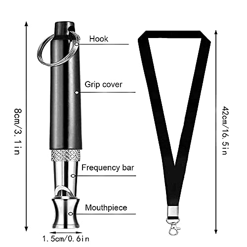 FDDU Ultrasonidos Silbato Entrenamiento Perro, 3 Piezas Silbatos para Perros Ajustables, Silbato Ultrasónico Profesional, con 3 Acollador, para Entrenar Perros, Kit de Adiestramiento para Perros