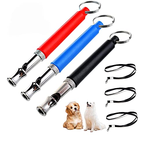 FDDU Ultrasonidos Silbato Entrenamiento Perro, 3 Piezas Silbatos para Perros Ajustables, Silbato Ultrasónico Profesional, con 3 Acollador, para Entrenar Perros, Kit de Adiestramiento para Perros