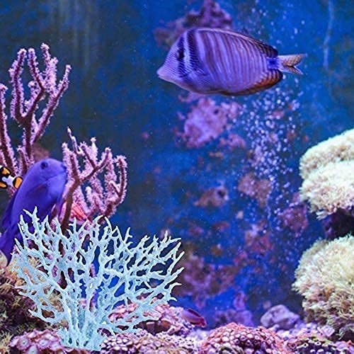 Fdit Acuario Plástico Artificial Planta Decoraciones Coralinas de Tanque de Pescados en Diversos Tama?os y Color(Azul (L))