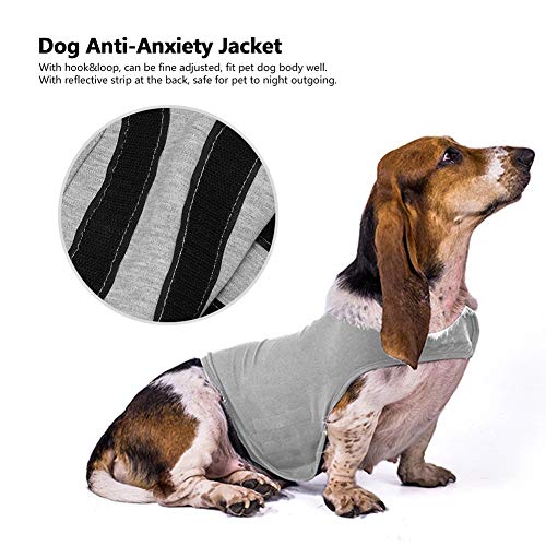 Fdit Camisa Anti ansiedad para Perros Ropa para aliviar el estrés de Las Mascotas Chaleco Envolvente para Mascotas Chaqueta para Perros Thunder con Gancho y Tira Reflectante(S)