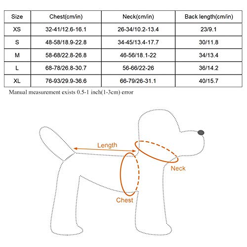 Fdit Camisa Anti ansiedad para Perros Ropa para aliviar el estrés de Las Mascotas Chaleco Envolvente para Mascotas Chaqueta para Perros Thunder con Gancho y Tira Reflectante(S)