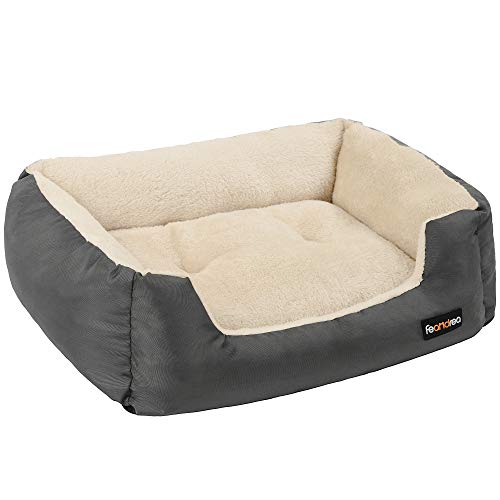 FEANDREA Cama de Perro, Cojín Reversible, 65 x 55 x 20 cm, Gris Oscuro PGW003G01