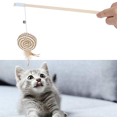 FEBT Juguetes con Varita de Plumas para Gatos, Divertidos Juguetes interactivos para Gatos, Juguetes con Plumas para Gatos, Ligeros y duraderos para la interacción con Mascotas