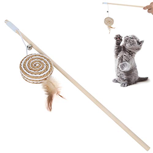 FEBT Juguetes con Varita de Plumas para Gatos, Divertidos Juguetes interactivos para Gatos, Juguetes con Plumas para Gatos, Ligeros y duraderos para la interacción con Mascotas