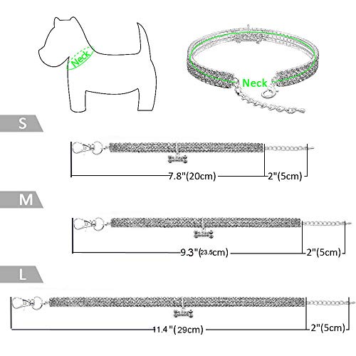 feiling Collar para Gatos con Brillantes Estirable para Mascotas, Collar para Cachorros, Perros pequeños, Ajustable, Collar de Cadena, Poodle, Chihuahua, bichón, Frisa, Pomeranin