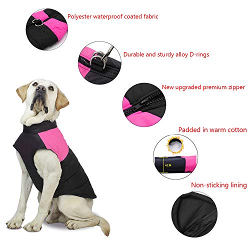 FEimaX Abrigo para Perro Impermeable Chaqueta Cálido de Invierno y Otoño, Ropa de Algodón para Perros Pequeños Medianos y Grandes Mascotas Chaleco de Cachorro y Gato para Clima Frio