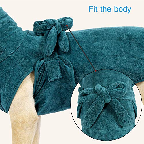 FEimaX Albornoz para Perros Toalla Cobija Pijama de Perro Ajustable Chaqueta Súper Absorbente Secado Rápido Mantener Caliente Suave Accesorios de Baño Gato Cachorros (XXL)