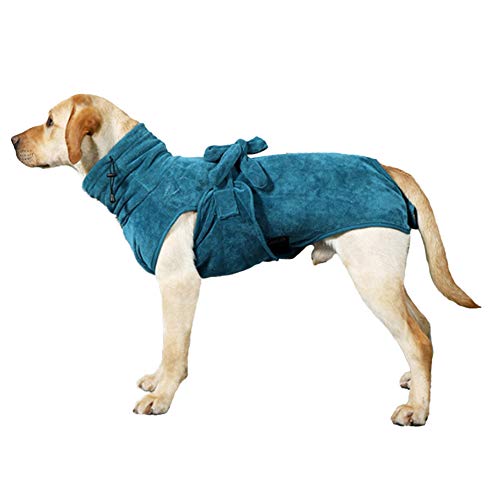 FEimaX Albornoz para Perros Toalla Cobija Pijama de Perro Ajustable Chaqueta Súper Absorbente Secado Rápido Mantener Caliente Suave Accesorios de Baño Gato Cachorros (XXL)