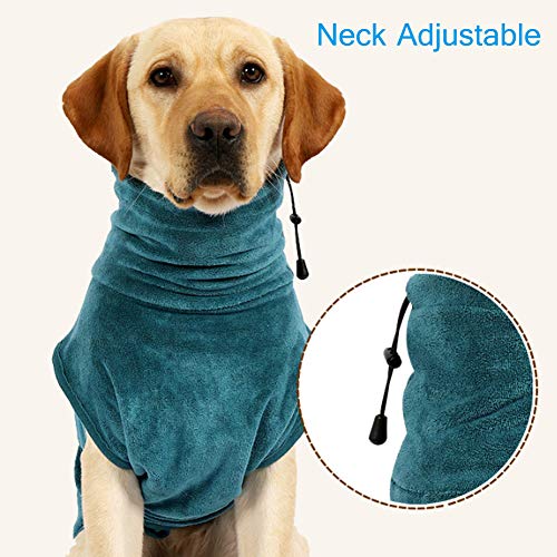 FEimaX Albornoz para Perros Toalla Cobija Pijama de Perro Ajustable Chaqueta Súper Absorbente Secado Rápido Mantener Caliente Suave Accesorios de Baño Gato Cachorros (XXL)