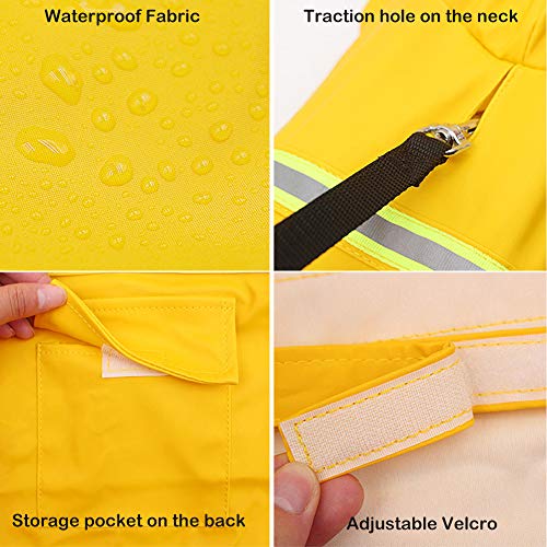 FEimaX Impermeable para Perros Abrigo Impermeables con Capucha, Chubasquero Reflectante y Ajustable, Poncho de Lluvia Impermeable para Perros Pequeños medianos y Grandes