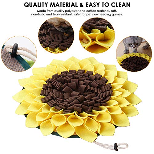 Felenny Perro Snuffle Mat Girasol Comida Lenta Estera de Alimentación con Hebilla de Cuerda Pet Nosework Training Treat Mat Small Pet Treat Interactivo Rompecabezas Dispensador de