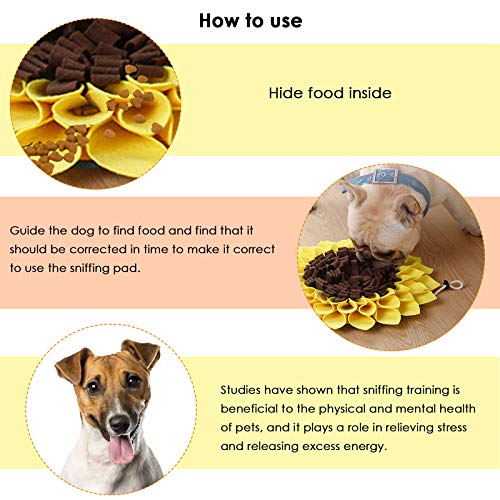 Felenny Perro Snuffle Mat Girasol Comida Lenta Estera de Alimentación con Hebilla de Cuerda Pet Nosework Training Treat Mat Small Pet Treat Interactivo Rompecabezas Dispensador de