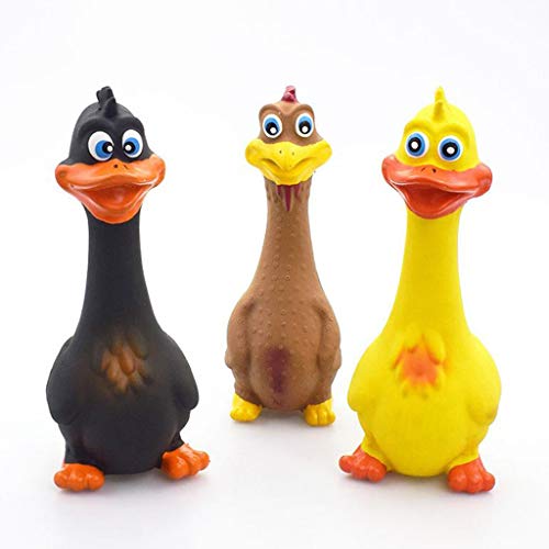 Fenteer Caucho Pollo Patos Perro Juguete no tóxico Resistente a la mordedura chirriante Juguete Precioso Perro bebé Seguro látex Goma Pollo Patos Juguete para - Negro 18x7cm