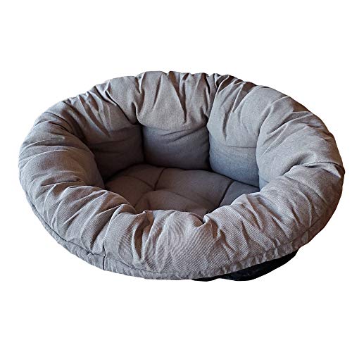 Ferplast Cojín para Cama de Perros y Gatos SOFÀ Cushion 10 Funda Acolchada para Cama de Animales Tipo Cesta de plástico, Algodón Lavable, Regulable con cordón elástico, 96 x 71 x h 32 cm Gris/Café