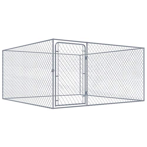 Festnight Perrera de Exterior Jaula Perros Macota de Acero Galvanizado 2x2x1 m