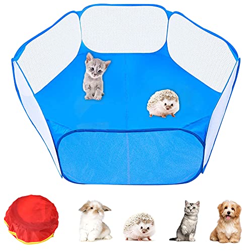 FGen Tienda de jaulas de Animales pequeños, Cerca portátil para Mascotas,Transparente y Transpirable, Adecuado para erizos, Cachorros, Gatos, Conejos, cobayas, Ardillas