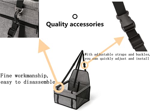 Fiasian Asiento de Coche para Animales. Adecuado para Animales pequeños y medianos/Cachorros/Gatitos. Jaula de Coche/Almohadilla Mejorada. Equipado con cinturón de Seguridad + Soporte Fuerte de PVC