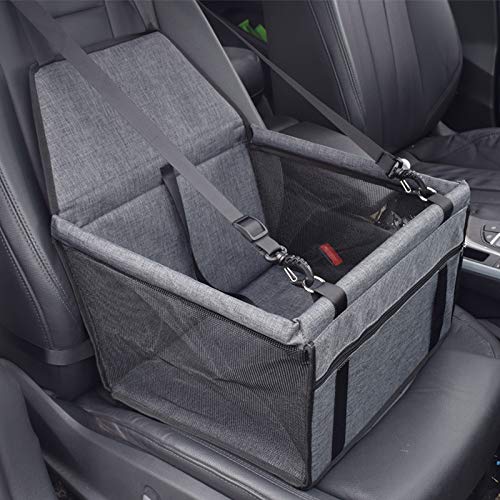 Fiasian Asiento de Coche para Animales. Adecuado para Animales pequeños y medianos/Cachorros/Gatitos. Jaula de Coche/Almohadilla Mejorada. Equipado con cinturón de Seguridad + Soporte Fuerte de PVC