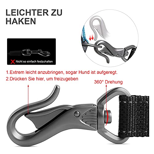 Fida Correa para perros, 1,4 m ~ 2,1 m, 6 en 1, multifunción, con cinturón abdominal ligero, para correr y montar en bicicleta, con cinturón ajustable (negro)