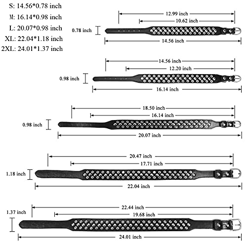 Filhome Collar de piel para perros con clavos y remaches para actividades diarias L