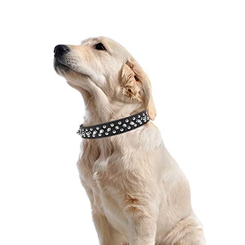 Filhome Collar de piel para perros con clavos y remaches para actividades diarias L