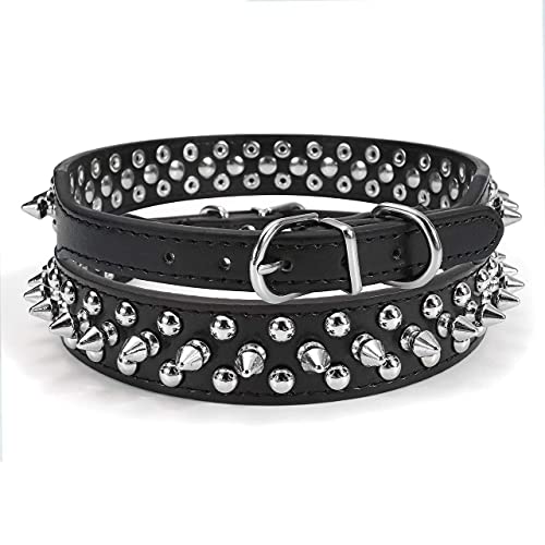 Filhome Collar de piel para perros con clavos y remaches para actividades diarias L