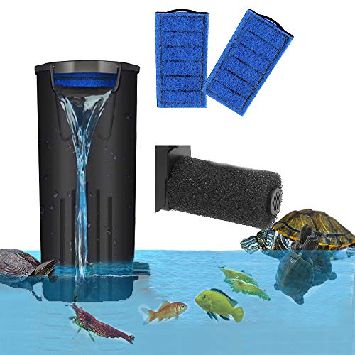 Filtro de tortuga de acuario Filtro de nivel de agua bajo flujo de cascada Filtro sumergible Bomba limpia para tanque de peces de tortuga (600L/H) (negro)