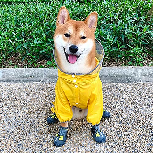 Fisecnoo Pet Impermeable Medio y Perro pequeño Perro de Peluche Todo Incluido de Cuatro Patas Poncho Schnauzer Shiba Perro Impermeable Shiba inu Regalo de Mascota (Size : X-Large)