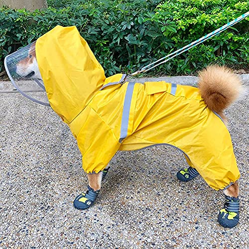 Fisecnoo Pet Impermeable Medio y Perro pequeño Perro de Peluche Todo Incluido de Cuatro Patas Poncho Schnauzer Shiba Perro Impermeable Shiba inu Regalo de Mascota (Size : X-Large)